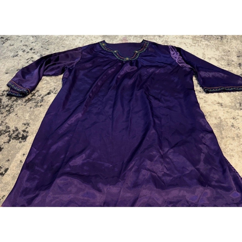 Vintage Serenada Purple Floral Nightgown Plus Size 3XL 34/36w Satin Sleep Gown